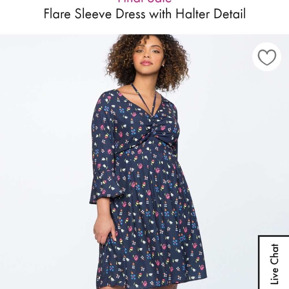 Eloquii Flare Sleeve Dress w/ Halter Detail